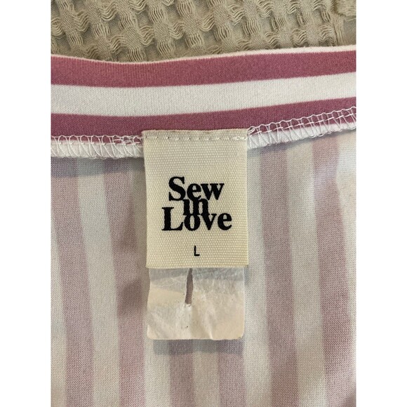 Sew In Love Top Size Large Tiered V Neck Sleeveless  Pink Striped Summer Blouse - Picture 7 of 11